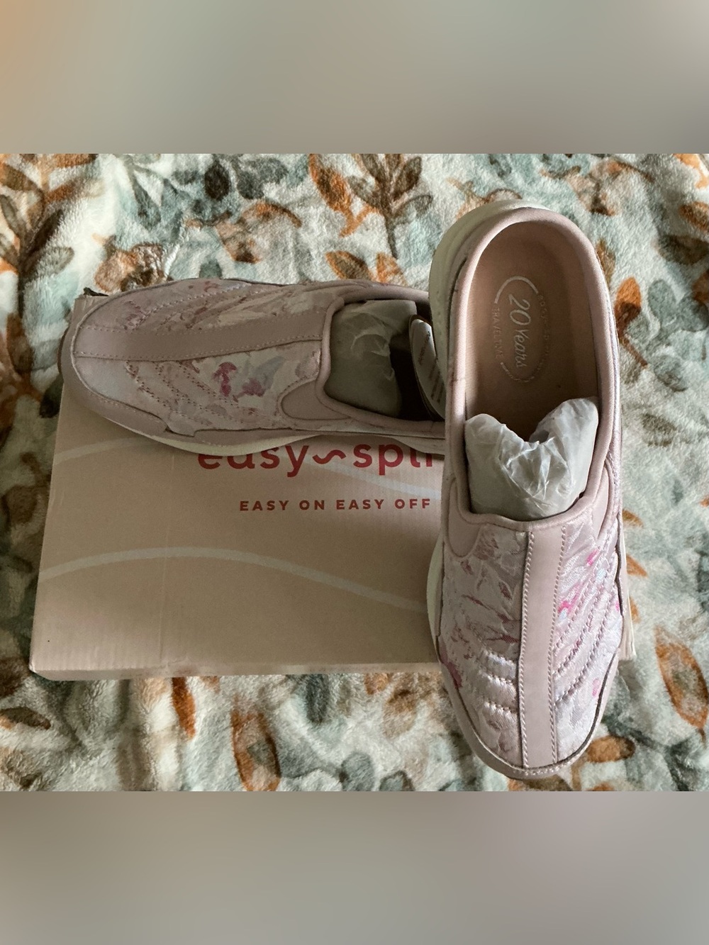 Easy Spirit Traveltime Pink Floral Design Mule Sneakers  - New in box